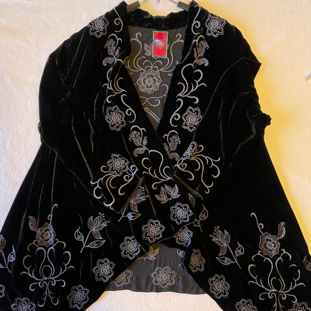 Johnny Was Black Velvet Kimono Jacket